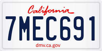 CA license plate 7MEC691