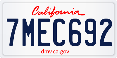 CA license plate 7MEC692