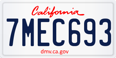 CA license plate 7MEC693