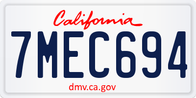 CA license plate 7MEC694
