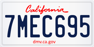 CA license plate 7MEC695