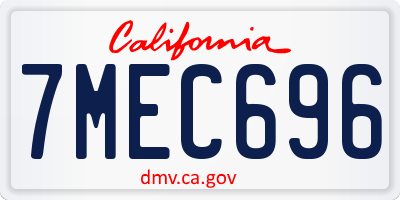 CA license plate 7MEC696