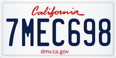 CA license plate 7MEC698