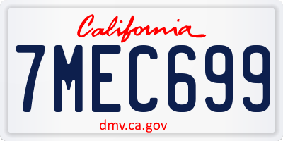CA license plate 7MEC699