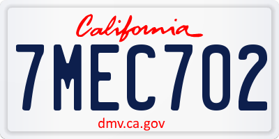 CA license plate 7MEC702