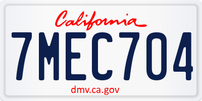 CA license plate 7MEC704