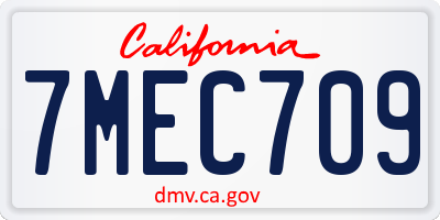 CA license plate 7MEC709