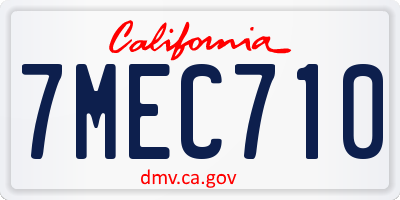 CA license plate 7MEC710
