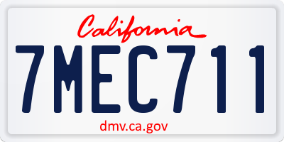 CA license plate 7MEC711