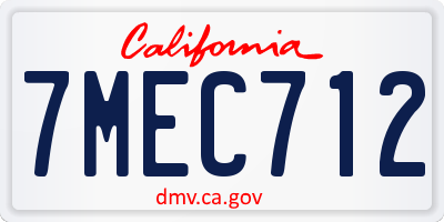 CA license plate 7MEC712