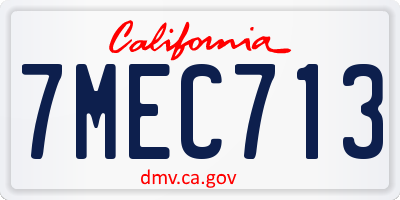 CA license plate 7MEC713