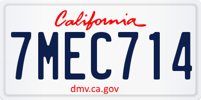 CA license plate 7MEC714