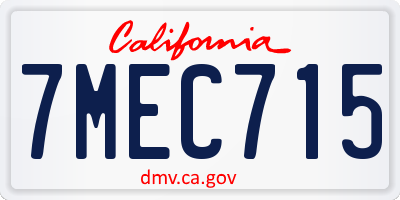 CA license plate 7MEC715