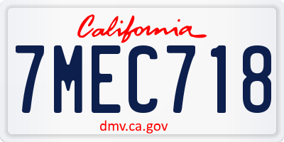 CA license plate 7MEC718