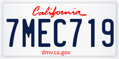 CA license plate 7MEC719