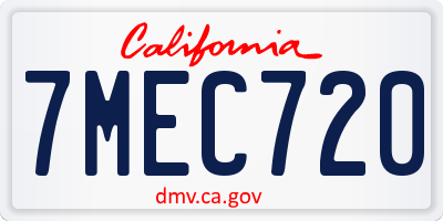 CA license plate 7MEC720