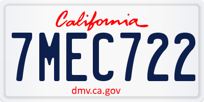 CA license plate 7MEC722