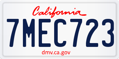 CA license plate 7MEC723