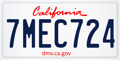CA license plate 7MEC724