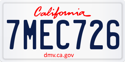 CA license plate 7MEC726