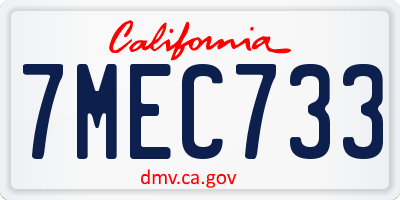CA license plate 7MEC733