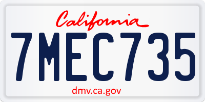 CA license plate 7MEC735