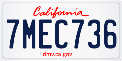 CA license plate 7MEC736