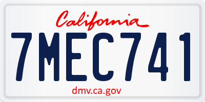 CA license plate 7MEC741