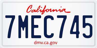 CA license plate 7MEC745