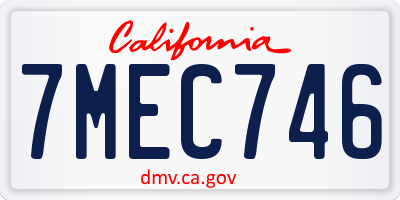 CA license plate 7MEC746