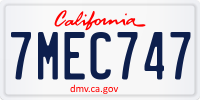 CA license plate 7MEC747