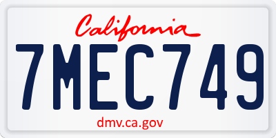 CA license plate 7MEC749