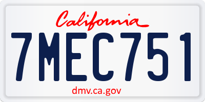 CA license plate 7MEC751