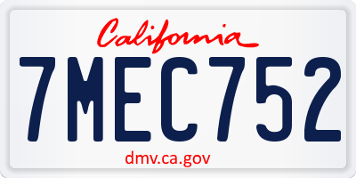 CA license plate 7MEC752
