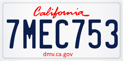 CA license plate 7MEC753