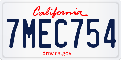 CA license plate 7MEC754