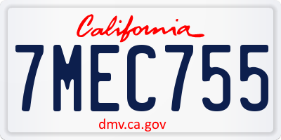CA license plate 7MEC755
