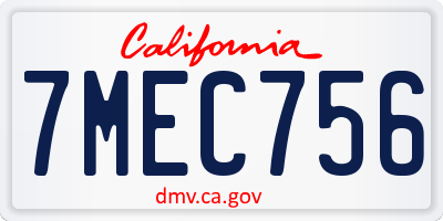 CA license plate 7MEC756