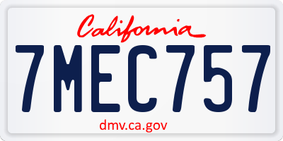 CA license plate 7MEC757