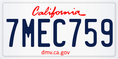 CA license plate 7MEC759