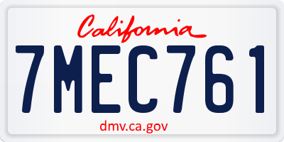 CA license plate 7MEC761