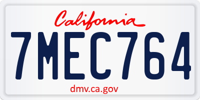 CA license plate 7MEC764