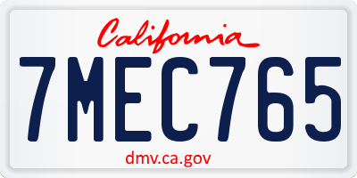 CA license plate 7MEC765