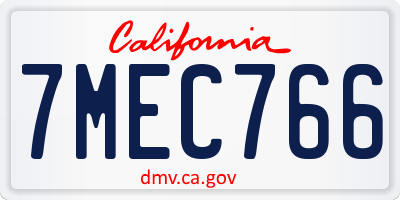 CA license plate 7MEC766