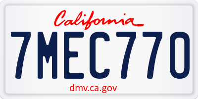 CA license plate 7MEC770