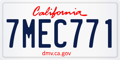 CA license plate 7MEC771
