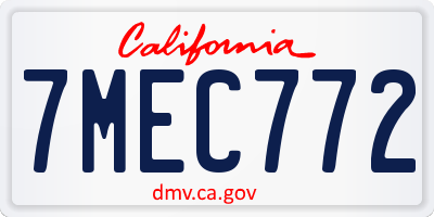 CA license plate 7MEC772