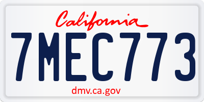 CA license plate 7MEC773
