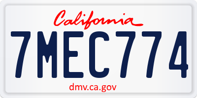 CA license plate 7MEC774