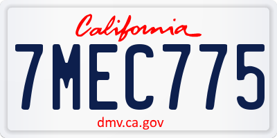 CA license plate 7MEC775